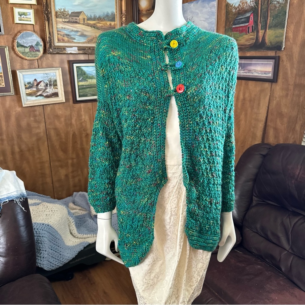 Adorable Boho Cottagecore Grannycore Handmade Knit Sweater